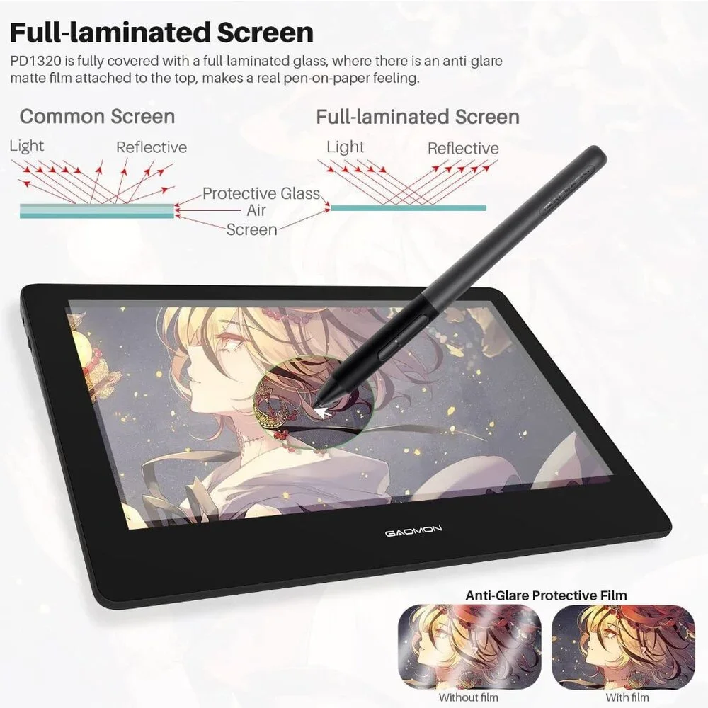 13.3 inch Graphic Tablet With Screen Full-laminated Pen Display GAOMON PD1320